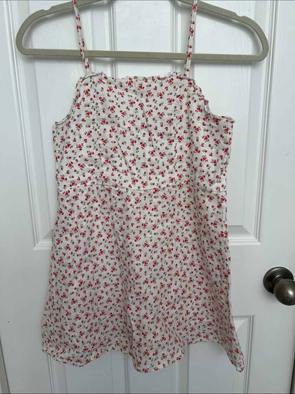 Zara White Dress with Red Floral Print